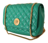 Versace Quilted Nappa Leather Medusa Green Shoulder Bag